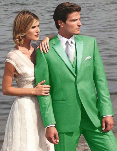 Mensusa Products Stunning Apple Green Two Button Tuxedo