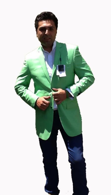 Mensusa Products Colored Bright Mens Sport Coat / Dinner Jacket Blazer Vented Green