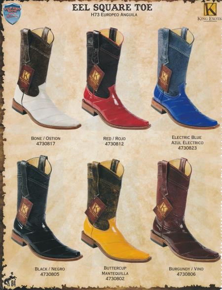 Mensusa Products SquareToe Genuine Eel Men's Cowboy Western Boots Diff. Colors/Sizes 184