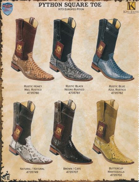 Mensusa Products SquareToe Genuine Python Men's Cowboy Western Boots Diff.Colors/Sizes