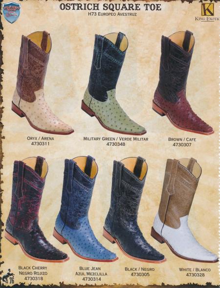 Mensusa Products SquareToe Genuine Ostrich Men's Cowboy Western Boots Diff.Color/Sizes