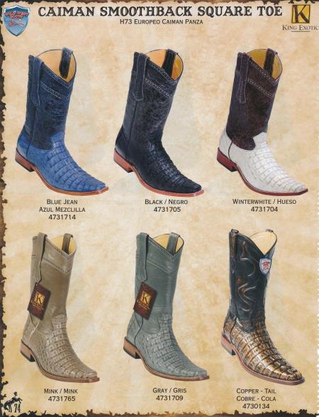 Mensusa Products SquareToe Caiman Smoothback Mens Cowboy Western Boots Diff.Color/Size