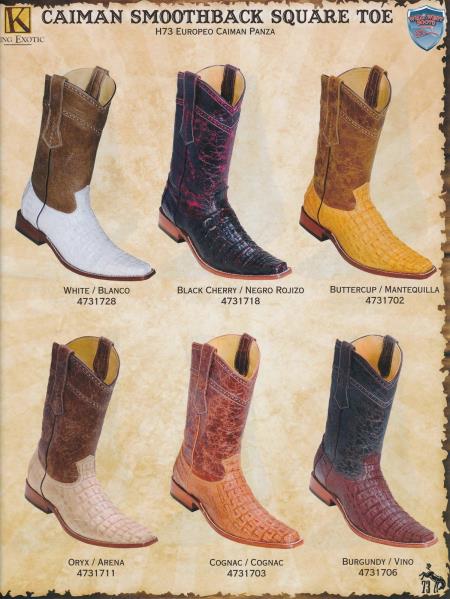 Mensusa Products SquareToe Caiman Smoothback Mens Cowboy Western Boots Diff.Color/Size