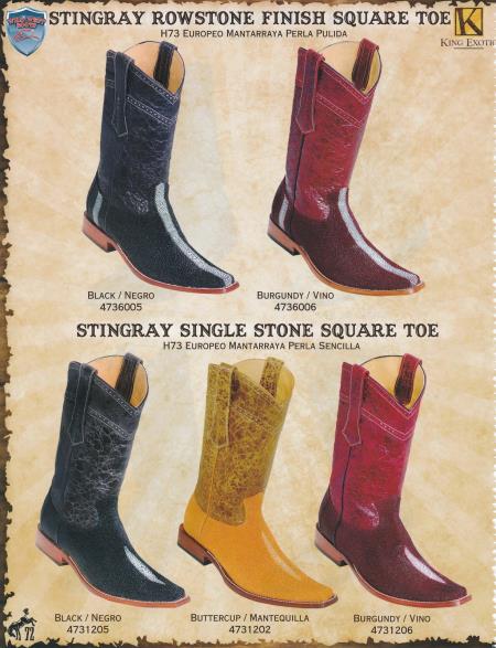 Mensusa Products SquareToe Genuine Stingray Men's Cowboy Western Boots Diff.Color/Size