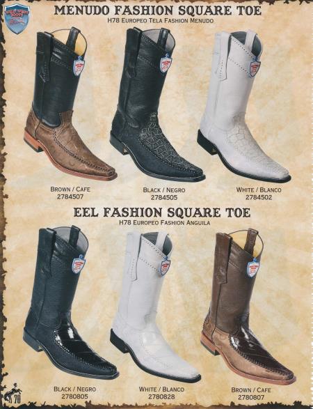 Mensusa Products SquareToe Eel & Fashion Design Men's Cowboy Boots Diff. Colors/Sizes