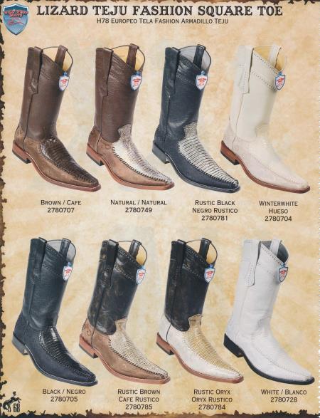Mensusa Products SquareToe Lizard w/Fashion Design Men's Cowboy Boots Diff.Color/Size