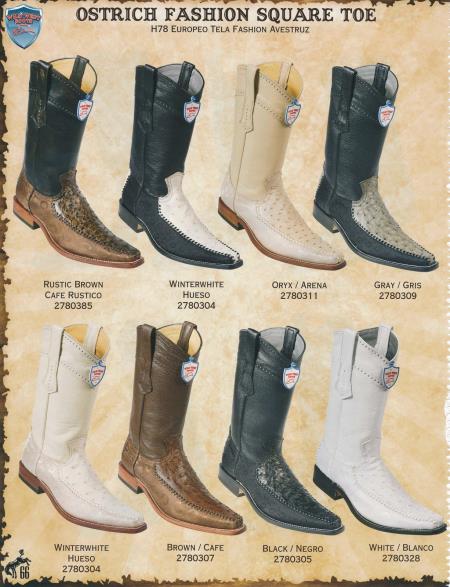 Mensusa Products SquareToe Ostrich w/Fashion Design Men's Cowboy Boots Diff.Color/Size