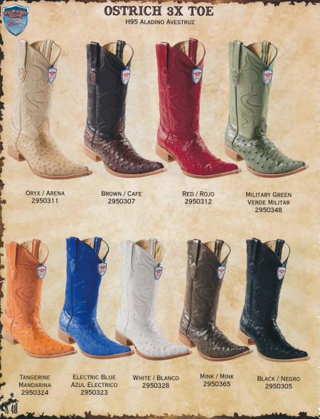 Mensusa Products XXXToe Genuine Ostrich Men's Cowboy Western Boots Diff. Colors/Sizes