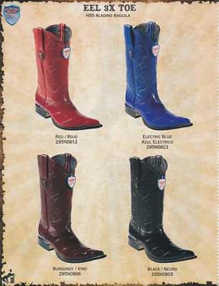 Mensusa Products Wild West XXXToe Genuine Eel Men's Cowboy Western Boots Diff. Colors/Sizes