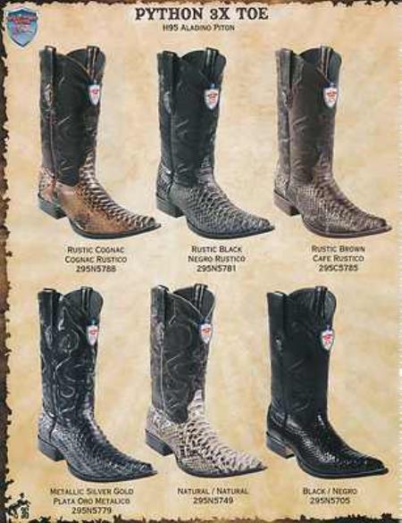 Mensusa Products Wild West XXXToe Genuine Python Men's Cowboy Western Boots Diff. Colors/Sizes 208