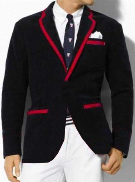 Mensusa Products Classic Velvet Black Blazer with Red Trimming