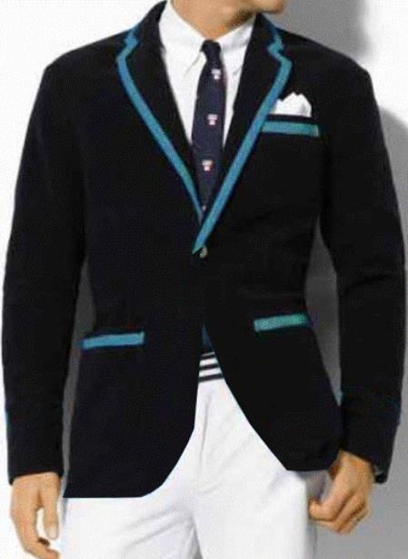 Mensusa Products Classic Velvet Black Blazer with Blue Trimming