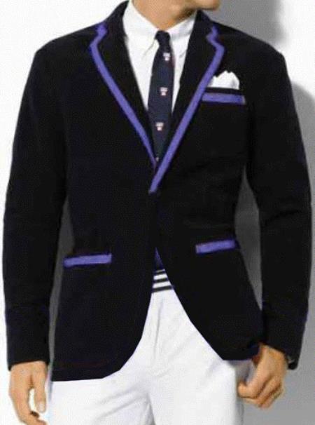 Mensusa Products Classic Velvet Black Blazer with Lavender Trimming