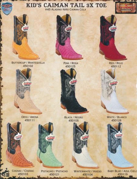 Mensusa Products Wild West Kids XXXToe Genuine Caiman TaCowboy Western Boots Diff.Color/Sizes