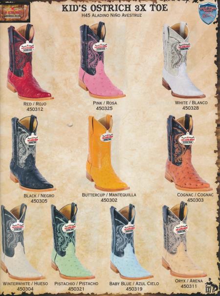 Mensusa Products Wild West Kids Genuine Ostrich Dressy Cowboy Western Boots Diff. Colors/Sizes