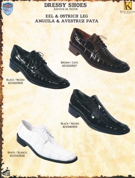 Mensusa Products Men's Wild West Genuine Eel/Ostrich Leg Dressy Exotic Shoes Diff. Colors/Sizes