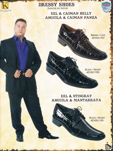 Mensusa Products Men's Wild West Genuine Stingray/Caiman Belly/Eel Dressy Shoes All Sizes