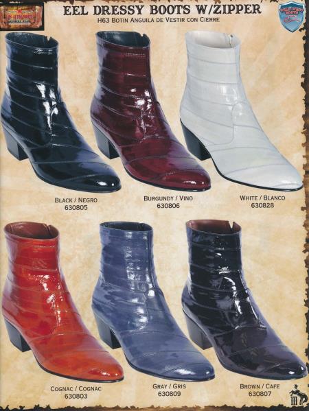 Mensusa Products Wild West Genuine Eel Men's Western Dressy Boots w/ Zipper Diff. Colors/Sizes