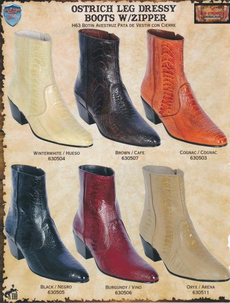 Mensusa Products Wild West Genuine Ostrich Leg Mens Western Dressy Boots w/Zipper Diff.Color/Size