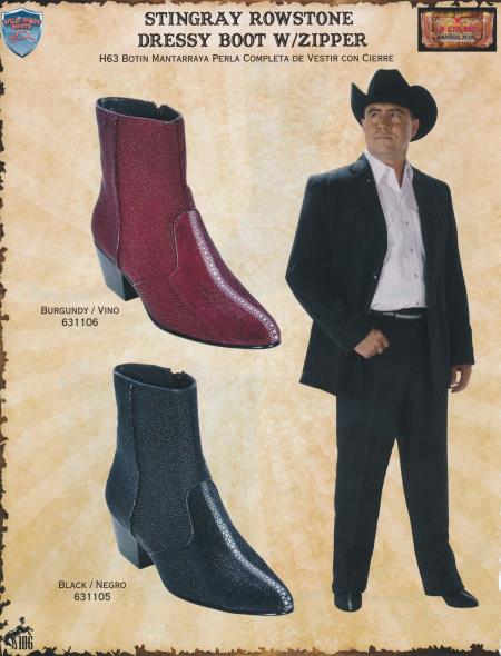 Mensusa Products Wild West Genuine Stingray Men's Western Dressy Boots w/ Zipper Diff.Color/Sizes
