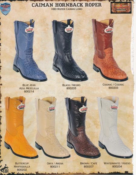 Mensusa Products Wild West RoperToe Genuine Caiman Men's Cowboy Western Boots Diff. Colors/Sizes