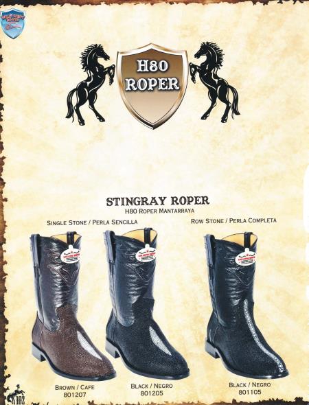 Mensusa Products Wild West RoperToe Genuine Stingray Men's Cowboy Western Boots Diff.Color/Sizes