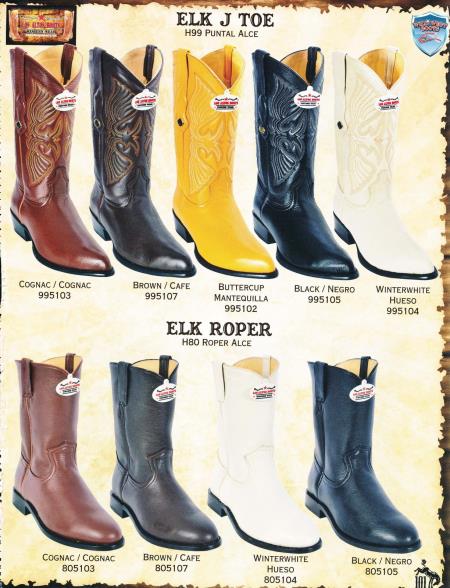 Mensusa Products Wild West JToe/Roper Genuine Elk Men's Cowboy Western Boots Diff. Colors/Sizes