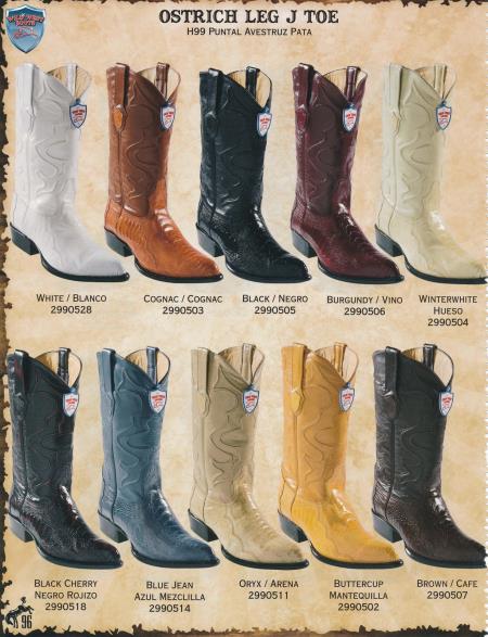Mensusa Products Wild West JToe Genuine Ostrich Leg Men's Cowboy Western Boots Diff.Colors/Sizes 209