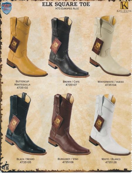 Mensusa Products SquareToe Genuine Elk Men's Cowboy Western Boots Diff. Colors/Sizes