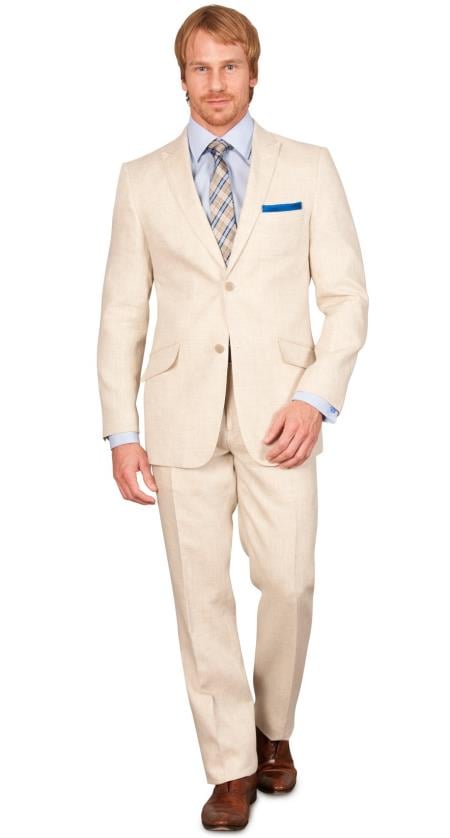 Mensusa Products Slim Fit Linen Suit Natural