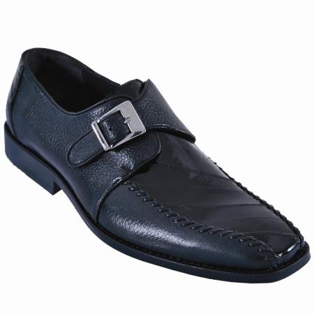 Mensusa Products Exotic Eel/Leather Dress Shoe Black