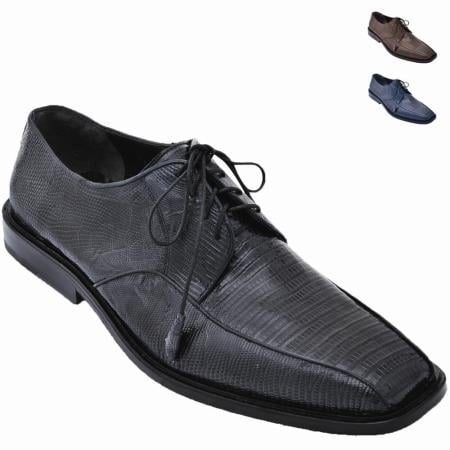 Mensusa Products Lizard Teju Oxford Shoe Black