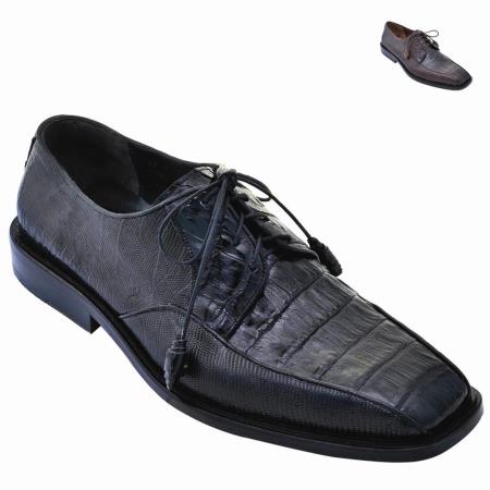 Mensusa Products Alligator Belly Combination Oxford Shoe Black