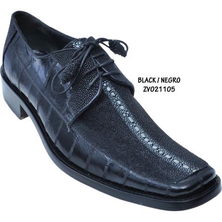 Mensusa Products Exotic Stingray/Eel Skin Shoe Black