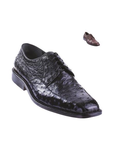 Mensusa Products Exotic Ostrich Oxford Shoe Black