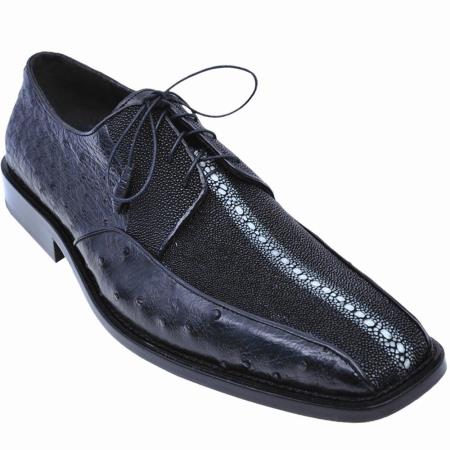 Mensusa Products Stingray and Ostrich Oxford Shoe Black
