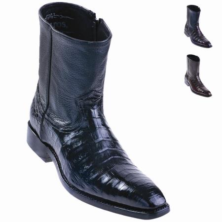 Mensusa Products alligator Belly Ankle Boot Black