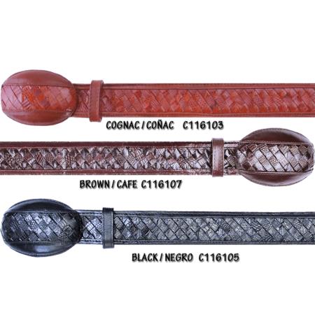 Mensusa Products Western Style Embroidered Eel and Lizard Belt
