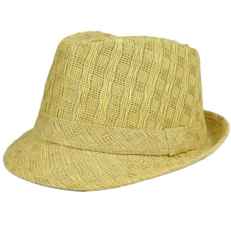 Mensusa Products Woven Straw Adult Gangster Hat Large XLarge Khaki Fedora Trilby