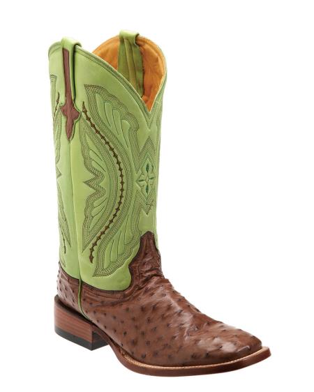 Mensusa Products Ferrini Men's Full Quill Ostrich SToe Boot Kango/Lime9