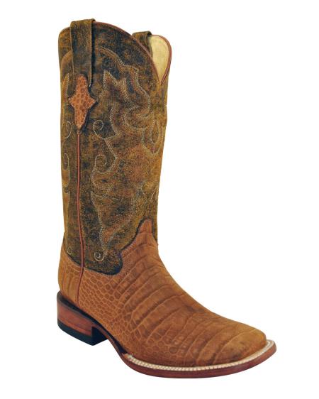 Mensusa Products Ferrini Women's Print Suede Alligator SToe Boot Honey 272