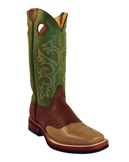 Mensusa Products Ferrini Women's Cowhide Saddle Vamp SToe Boot Antique Saddle/Green 272