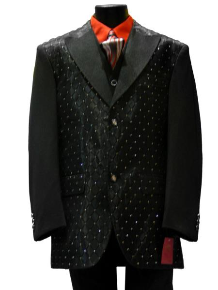 Mensusa Products Men's 3 PC 2 Button Fashion Black Suit