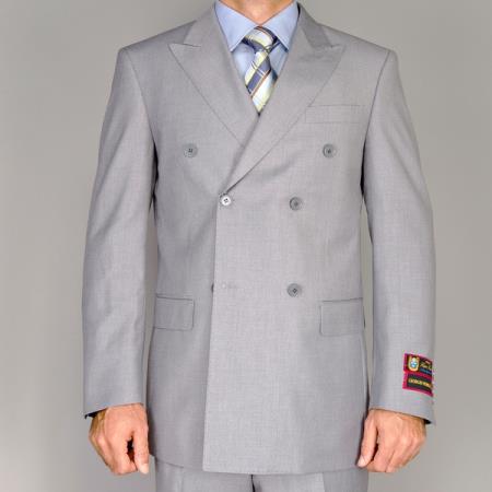 Mensusa Products Men's Solid Grey Double Breasted Suit