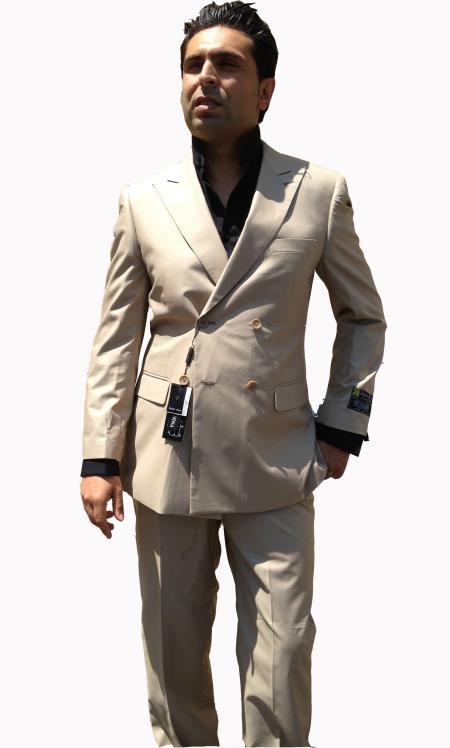 Mensusa Products Men's Double Breasted Suit Sand~Beige~Tan