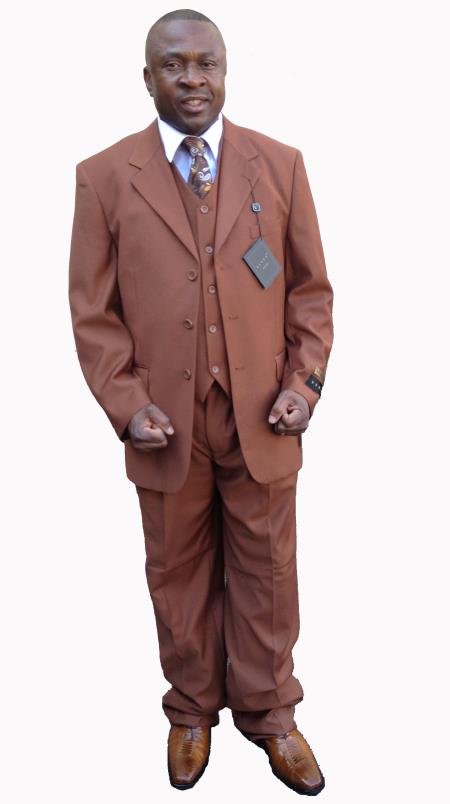 Mensusa Products 3 Button Solid Cognac~Rust affordable suit online sale