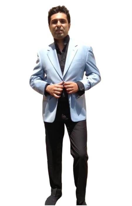 Mensusa Products Men's Two Button Blazer Sky~Baby~Powder Blue