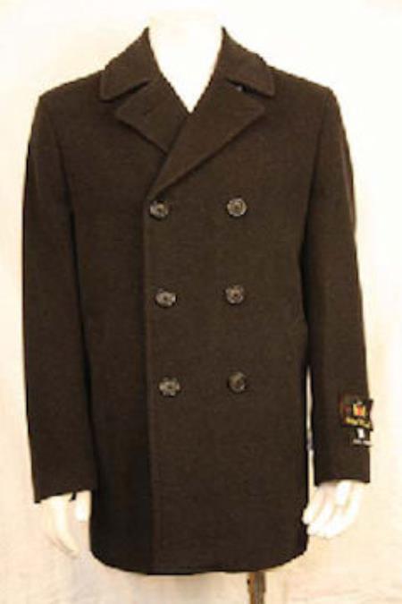 Mensusa Products Mens Double Breasted PeaCoat Black