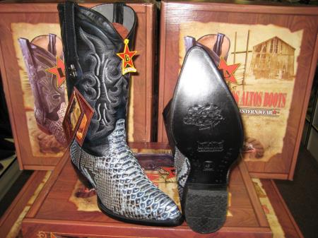 Mensusa Products Los Altos Blue Rustic Genuine Python Snake Western Cowboy Boot (EE)