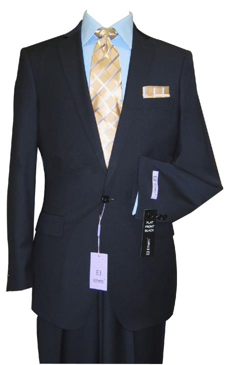Mensusa Products 1 Button Tapered Cut Center Vented Wool Blend Flat Front Suit